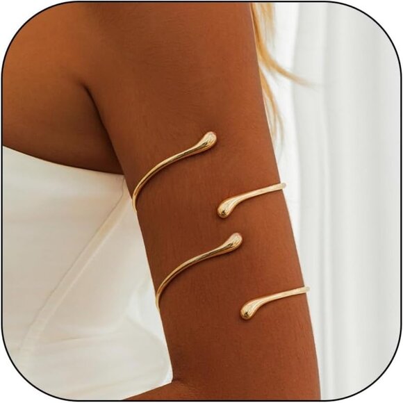 Gold Arm Cuff Bracelet for Women, Adjustable, Open Style, Elegant Jewelry - Picture 1 of 6